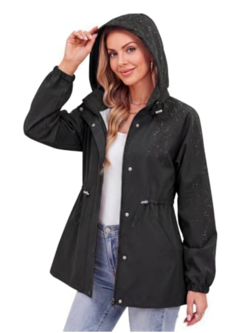 Women's Lightweight Packable Waterproof Hooded Raincoat Windbreaker Jacket